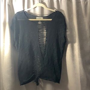 Sullivan black distressed sweater